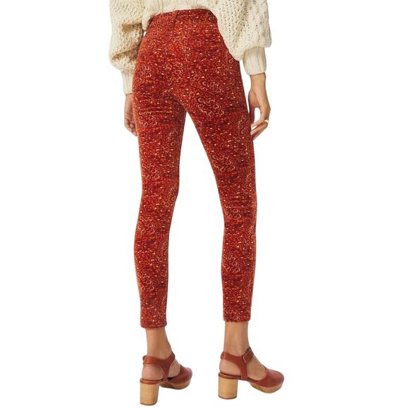 Pilcro by Anthropologie Rust Floral Corduroy High-Rise Button Fly Pants Size 31R - Picture 2 of 8